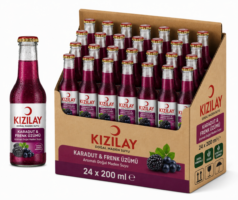 Kızılay 200 ML Karadut & Frenk Üzümü Aromalı Maden Suyu (24’lü)