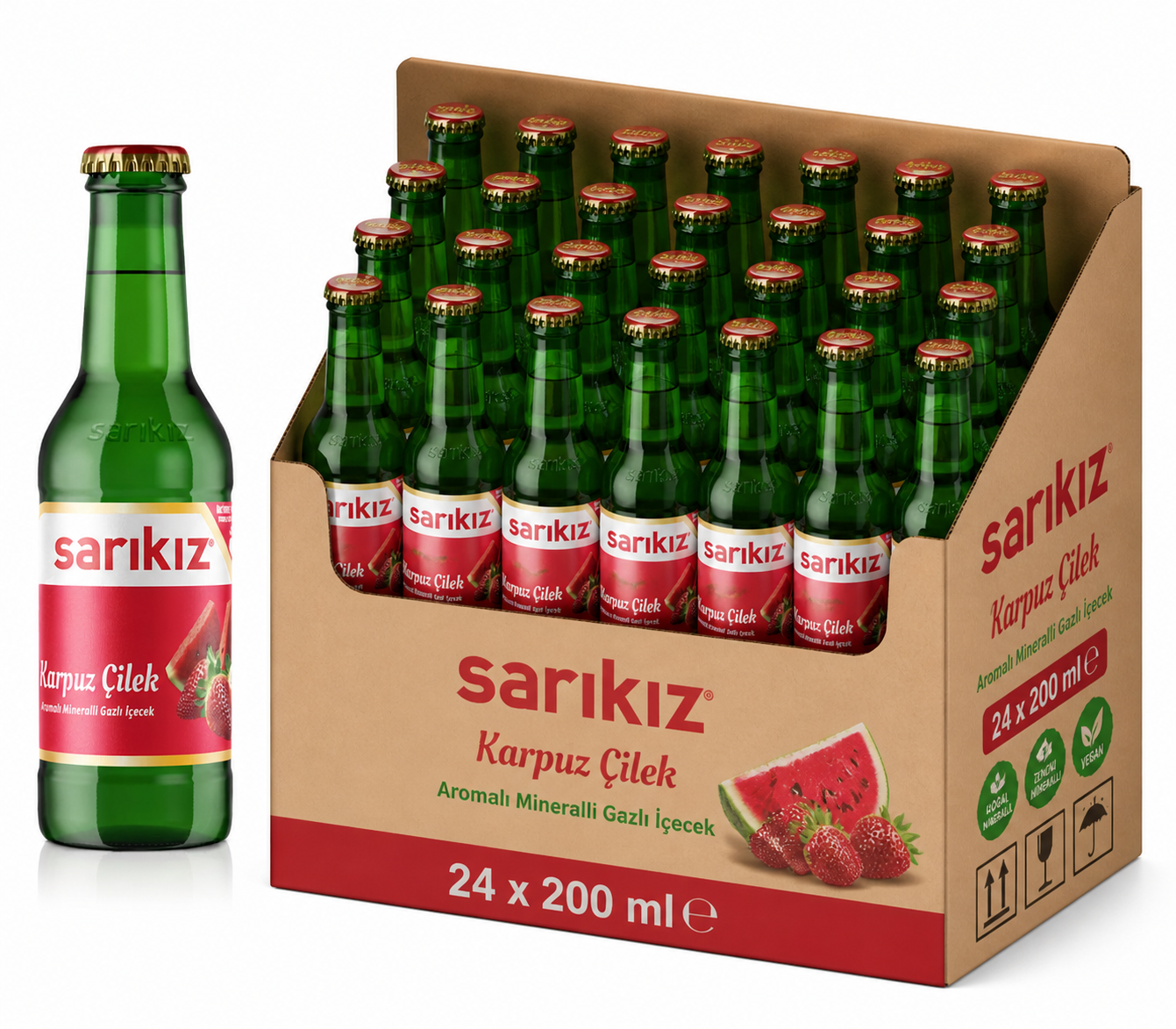 Kızılay 200 ML Karpuz & Çilek Aromalı Maden Suyu (24’lü)