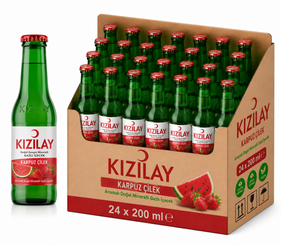 Kızılay 200 ML Karpuz & Çilek Aromalı Maden Suyu (24’lü)