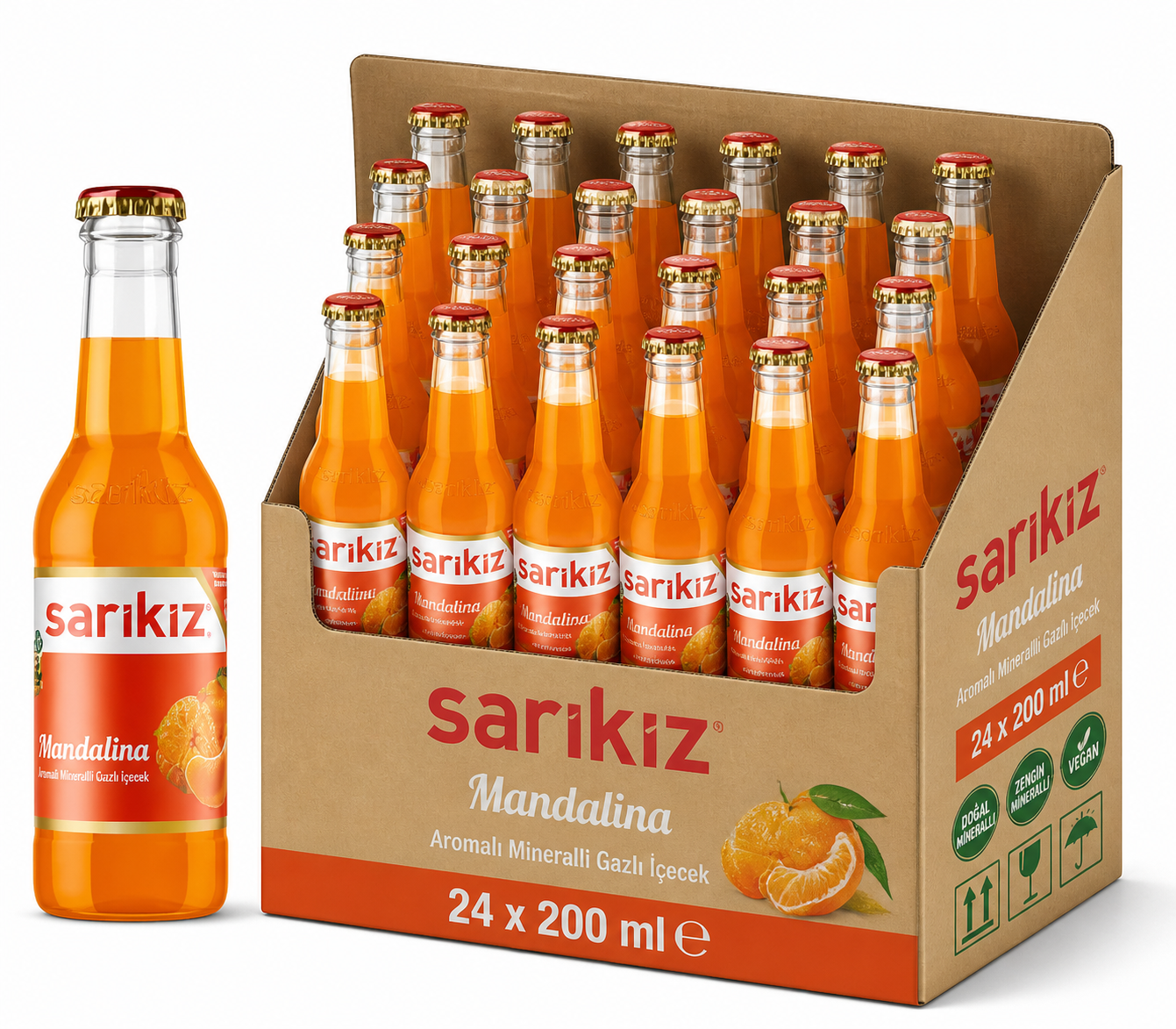 Sarıkız 200 ML Extra Mandalina Aromalı Maden Suyu (24’lü)
