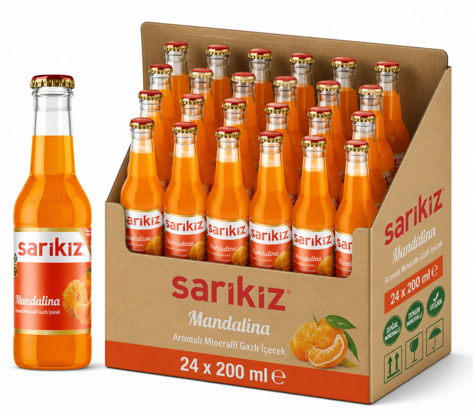 Sarıkız 200 ML Extra Mandalina Aromalı Maden Suyu (24’lü)